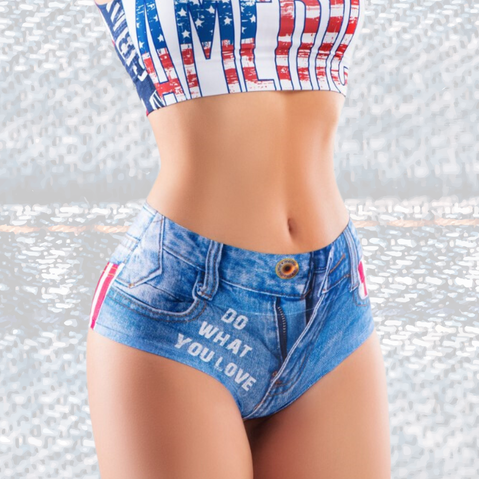 mememe DENIM BOOTY - Jeans American Flag - HIGH WAISTED BRIEF Panty for Women - memème